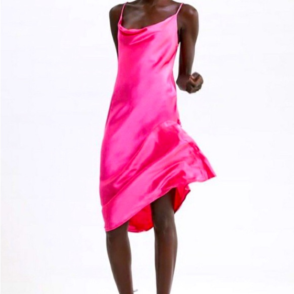 Zara XS Hot Pink Slip Dress